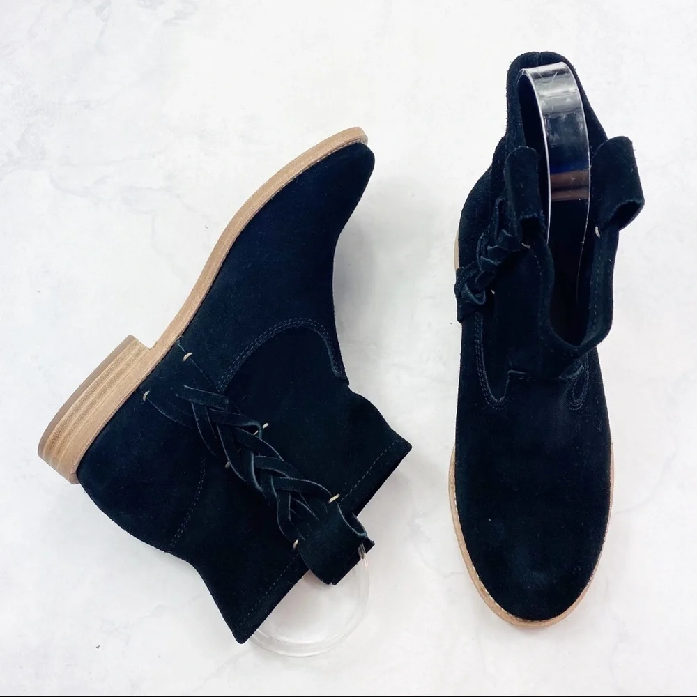 [Soludos] Braided Black Suede Ankle Boots